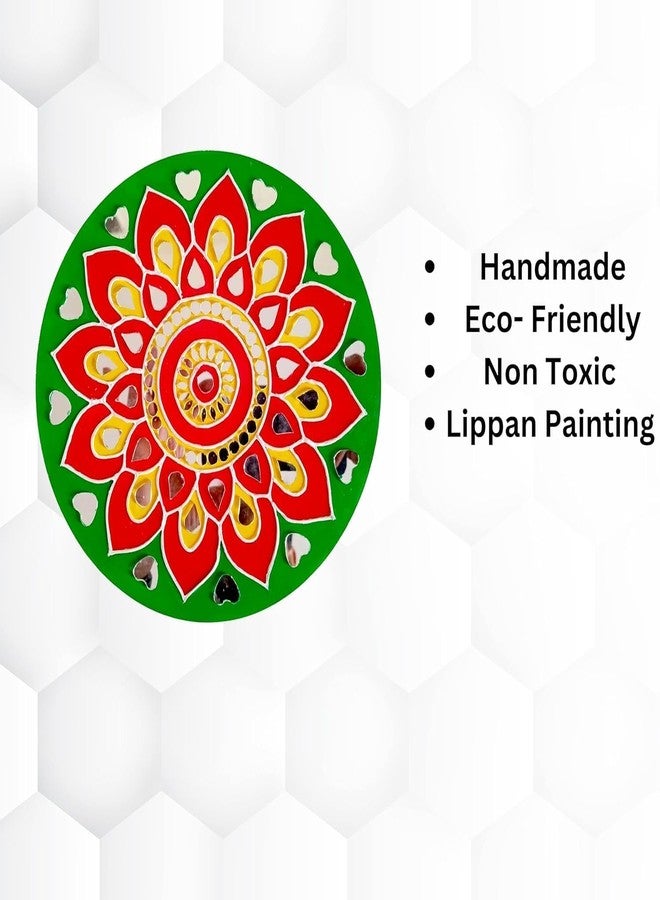 Decordial madhubani lippan DIY Art kit Adults Materials Kit with 8" Round MDF DIY Kit for Adult madhubani Art kit lippan Art Board Wall Decor Mandala Art kit Adults - Image 4